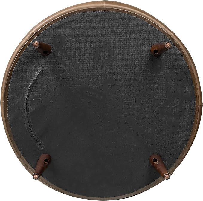 POLY & BARK Gio Ottoman – 30” Round with Feather-Down Topper – Full-Grain Leather Upholstery – Couch Ottoman for Living Room – Vintage Italian Leather in Cocoa Brown