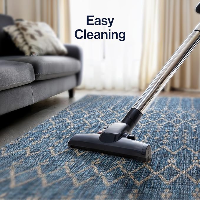 JONATHAN Y Moroccan Geometric Indoor Outdoor Area Rug 4X6 Navy/Light Gray, Ourika Textured Weave for Backyard, Patio, Porch, Easy-Cleaning, High Traffic, Pet-Friendly, Non-Shedding (SMB108B-4)