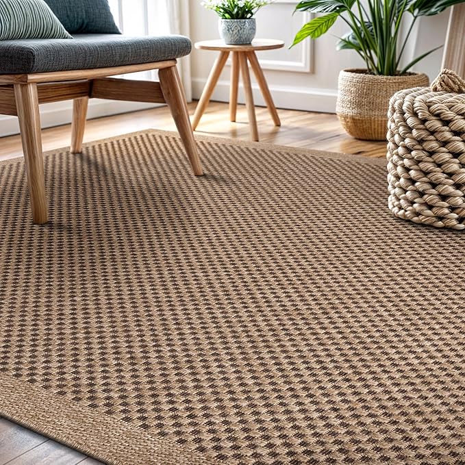 CAMILSON Easy Jute Rug 8x10, Indoor Outdoor Natural Color Fiber Area Rugs for Living Room Patio and Kitchen Rug, Sisal Boho Woven Design, Easy-Cleaning, Washable Outside Carpet Alfombras (8 x 10)