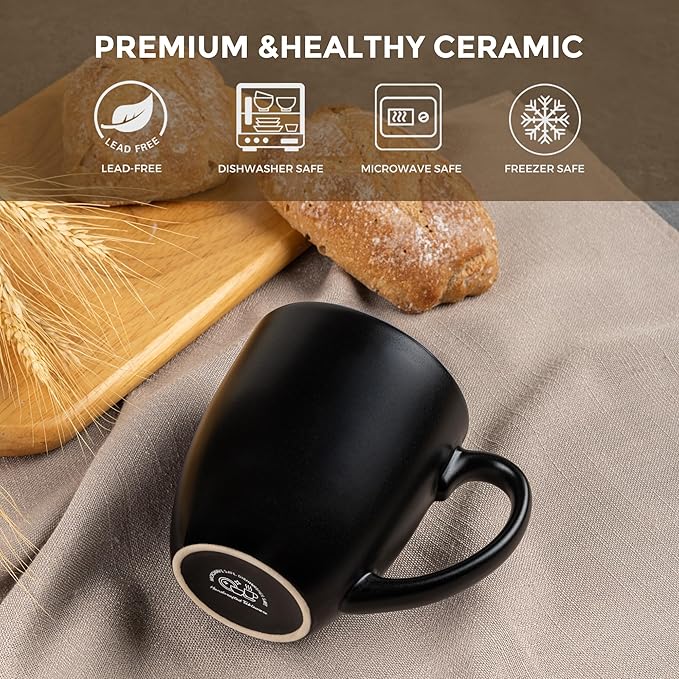 GBHOME 16oz Coffee Mugs Set of 6, Large Ceramic Coffee Mugs for Man, Woman, Dad, Mom, Modern Coffee Mugs Set with handle for Tea/Latte/Cappuccino/Milk/Cocoa. Dishwasher&Microwave Safe,Multi-Color