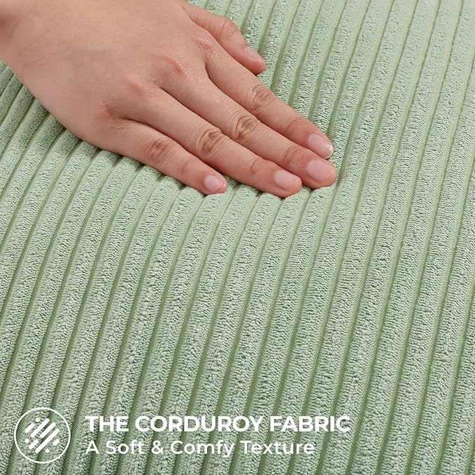 Mecatny Corduroy Decorative Throw Pillow Covers 16x16 Set of 2 for Sofa Living Room, Soft Neutral Boho Couch Pillow Covers for Home Decor, Sage Green