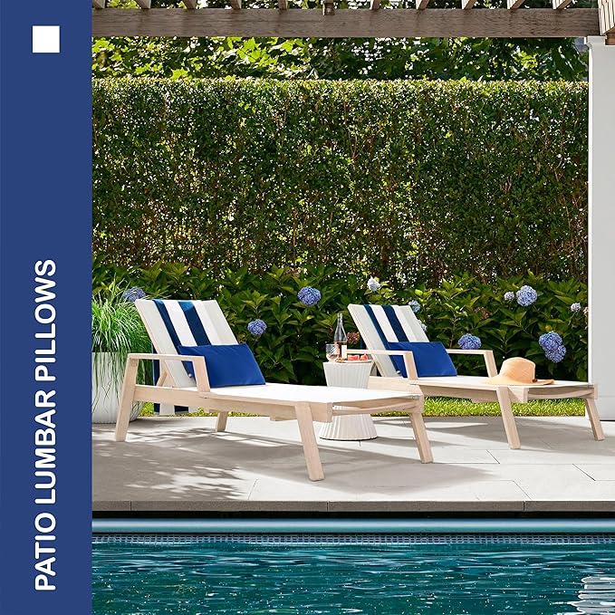 Indoor Outdoor Lumbar Pillows,Waterproof Outdoor Pillows Set of 2 for Patio Furniture,12×20 Inch,Navy Blue