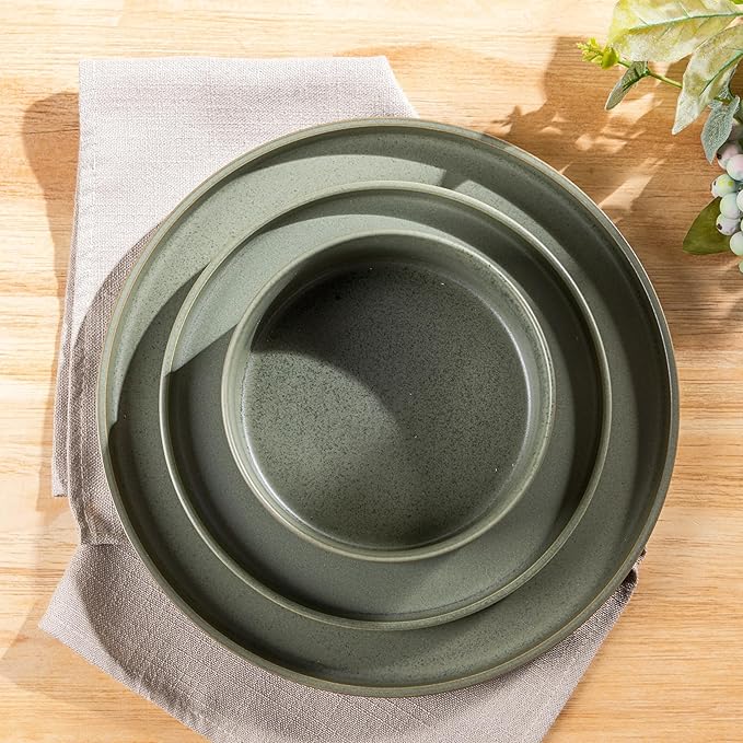 GBHOME Ceramic Dinnerware Sets for 4, Stoneware Plates and Bowls Sets, Chip and Scratch Resistant Dishes, Dishwasher & Microwave& Oven Safe Dishes sets, Reactive Glaze-Colorful