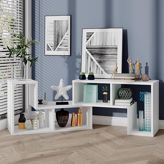 KOTEK TV Stand for 50 55 60 65 Inch TV, 3 Pieces Free Combination Bookshelf Organizer, TV Console Table with Open Storage Shelves, Modern Entertainment Center for Living Room, Bedroom