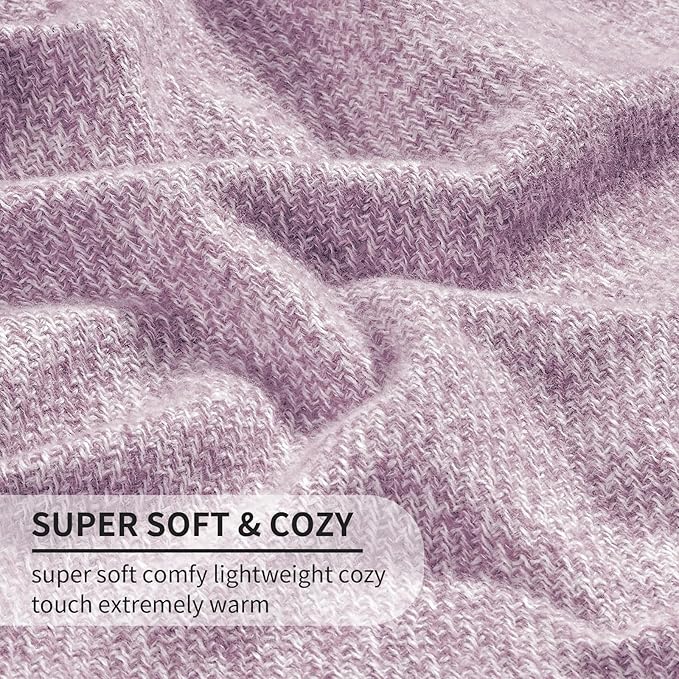 BOURINA Faux Cashmere Fringe Throw Blanket Decorative Lightweight Throw Soft Cozy for Bed or Sofa Outdoor Blanket, 50x70 Inches Purple