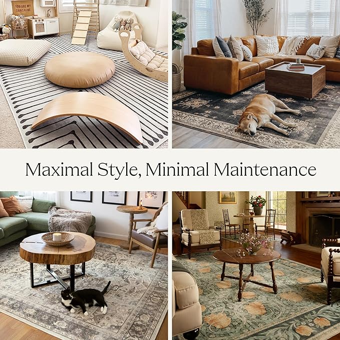 RUGGABLE x Jonathan Adler Machine Washable Modern Area Rug – Tiger Emerald 2x3, Stain-Resistant, Non-Slip – Small Rugs for Living Room, Bedroom, Hallway, Entryway & Bathroom–with Standard Pad