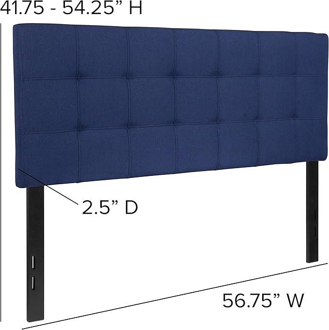 EMMA + OLIVER Quilted Tufted Upholstered Full Size Headboard in Navy Fabric