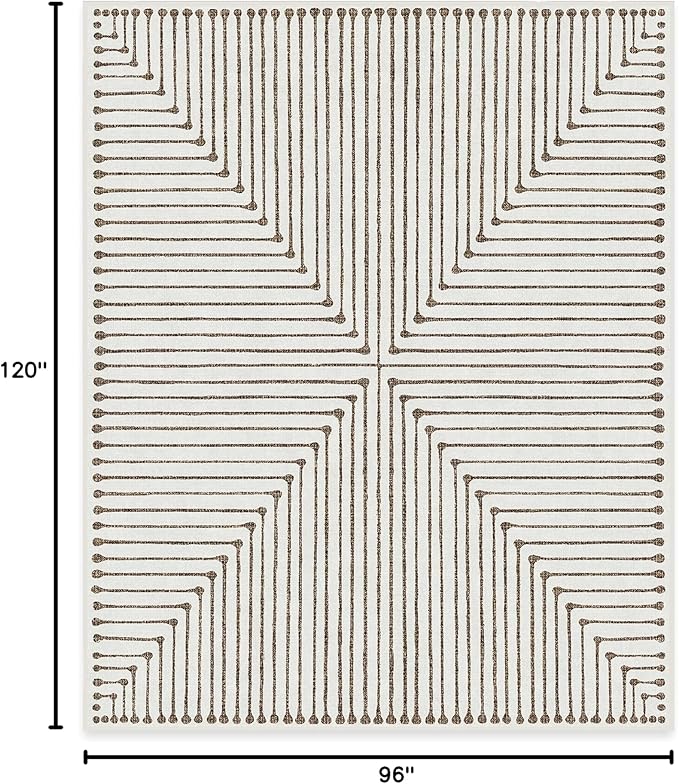 RUGGABLE x Jonathan Adler Machine Washable Modern Area Rug – Inkdrop Camel & Ivory 8x10, Stain-Resistant, Non-Slip – Large Rugs for Living Room, Bedroom, Hallway, Entryway & Office–with Standard Pad
