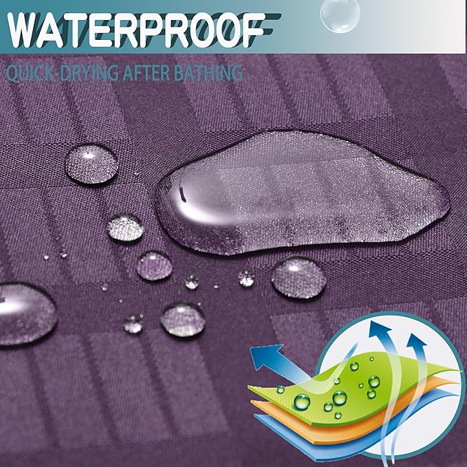 Extra Long No Hook Shower Curtain with Snap in Liner Set, Hotel Luxury Purple Shower Curtains for Bathroom with See Through Top Window, Waterproof, Washable 71W x 84H