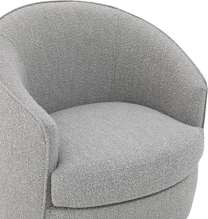 CHITA Swivel Barrel Chair, Modern Comfy FSC Certified Upholstered Boucle Accent Chair for Living Room, Fully Assembled, Light Grey