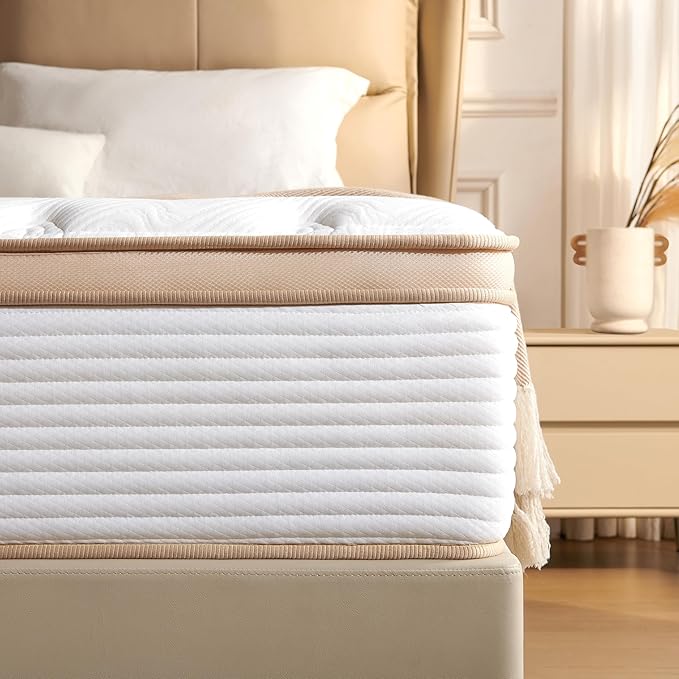 Queen Mattress,12 Inch Hybrid Mattress in a Box: Memory Foam & Pocket Springs for Pressure Relief, Motion Isolation, Medium Firm,CertiPUR-US Certified,Fiberglass Free, 365 Night Trial