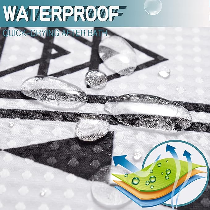 Extra Long No Hook Waffle Weave Shower Curtain with Snap in Liner Set, Hotel Luxury Boho Shower Curtains for Bathroom with See Through Top Window, Waterproof, Washable 71W x 84H White