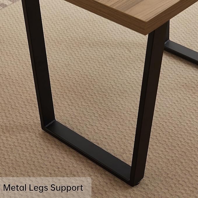 42.9 Modern Dining Kitchen Table for 4, Space-Saving Rectangular Design with Metal Legs, Suitable for Dining Room Kitchen Restaurant (Walnut Table)