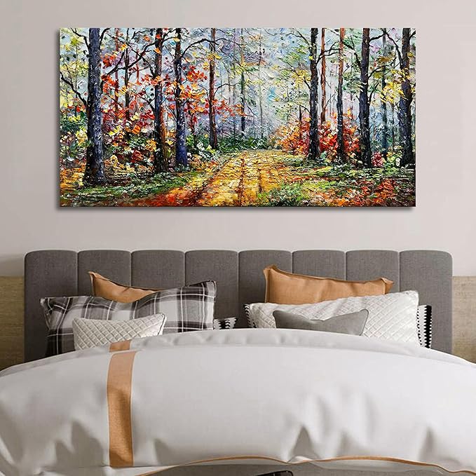 Art Forest Landscape Oil Painting Modern Abstract Art Wall Decoration 30x60 inches