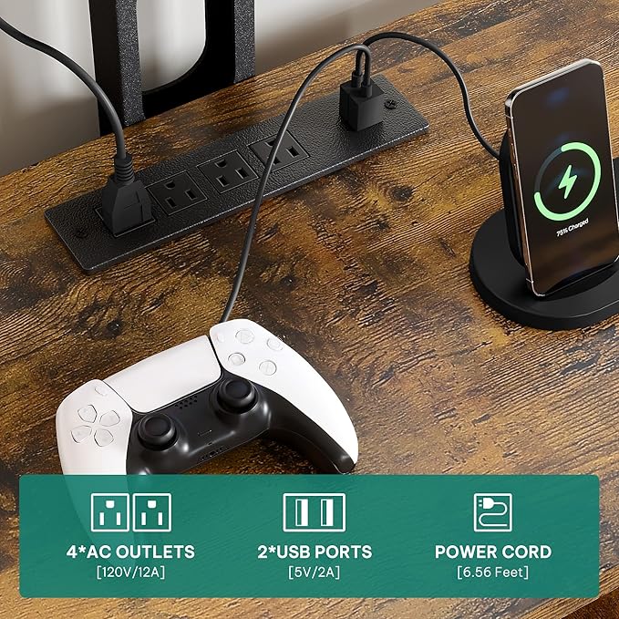 YITAHOME TV Stand with Mount for Living Room, TV Stand for 70inch TV with Power Outlet & LED Lights, LED Entertainment Center, Gaming TV Console Cabinet, Rustic Brown & Black