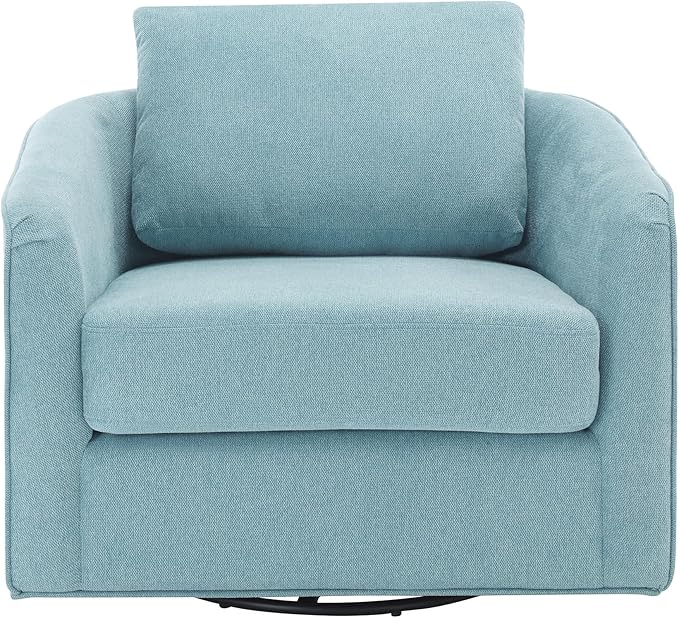 MINCETA Accent Chairs,Oversized 360 Swivel Armchair(Seat Area:25.6" D x 26.8" W),Modern Comfy Reading Chairs for Living Room with Metal Base,Performance Fabric in Teal