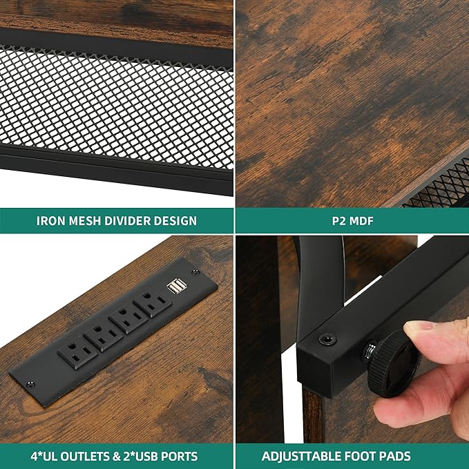 YITAHOME TV Stand for 65/70 Inch TV, LED TV Stands for Living Room w/Power Outlets, Entertainment Center with Storage, Wood Television Stand, TV Console Table, Rustic Brown