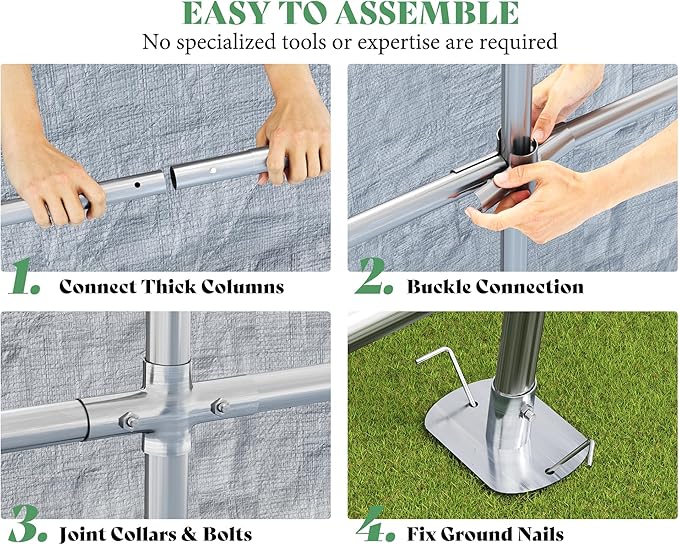 AMERLIFE 6x8x6.6 FT Heavy Duty Portable Shed Storage Shelter, Outdoor Storage Shed with 2 Waterproof Windows & Roll-Up Zipper Door, Carport for Motorcycle, Bike, Gray