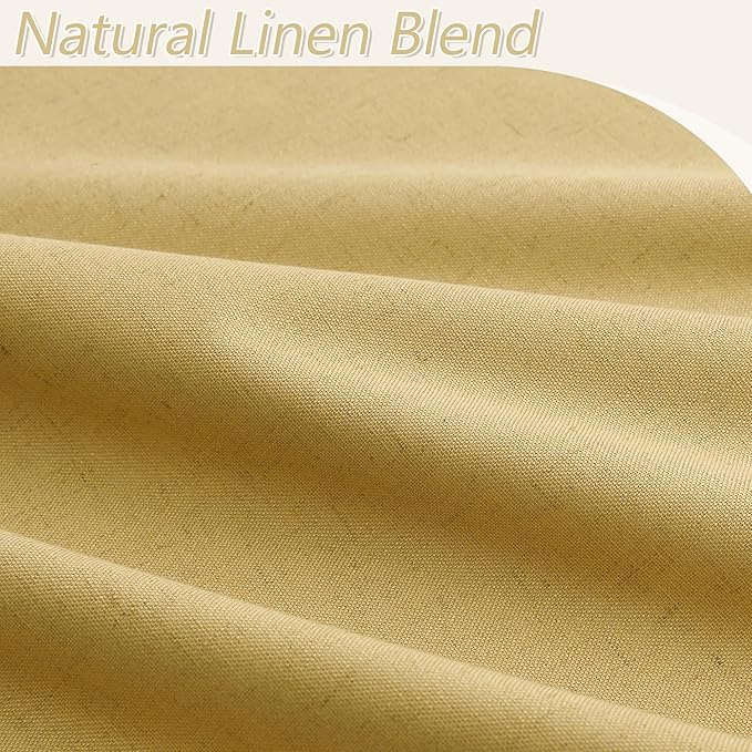 Guken Blackout Curtains 100 Inch Length 2 Panels Set for Living Room Bedroom Back Tab Thermal Insulated 100% Black Out Linen Drapes Room Darkening Window Curtains 100 Inches Long,Gold
