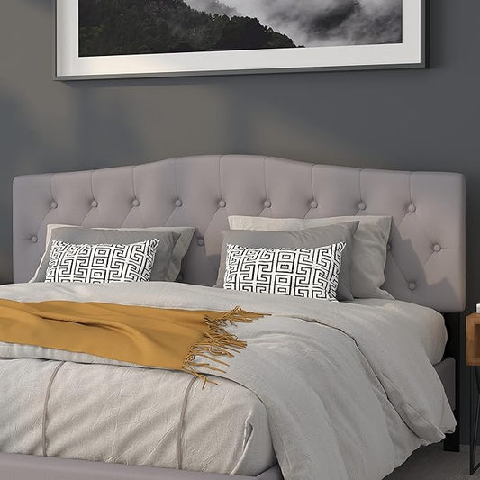 Flash Furniture Cambridge Tufted Upholstered King Size Headboard in Light Gray Fabric