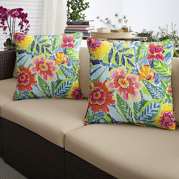 Sorra Home Pensacola Multi Outdoor/Indoor Pillow Set of Two 20in x 20in x 6in