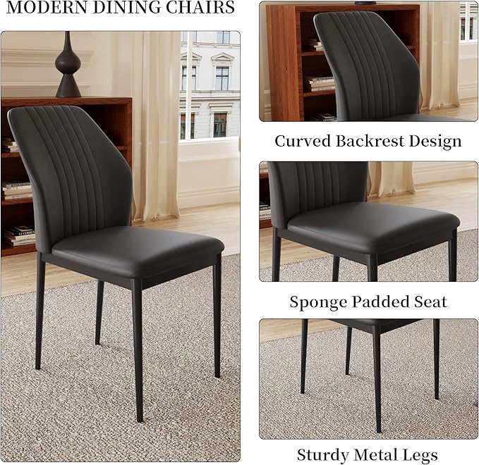 45.3 Inch Round Dining Table Set for 4, Mid Century Modern Small Kitchen Coffee Set for Dining Room Kitchen Apartment (Oak Table + 4 Black Chairs)