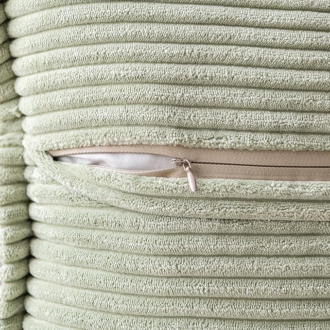 MIULEE Decorative Lumbar Throw Pillow Covers for Couch Bed Livingroom 12x20 Inch Set of 2 Light Green Boho Accent Throw Pllows Broadside Striped Patchwork Soft Corduroy Summer Pillowcases