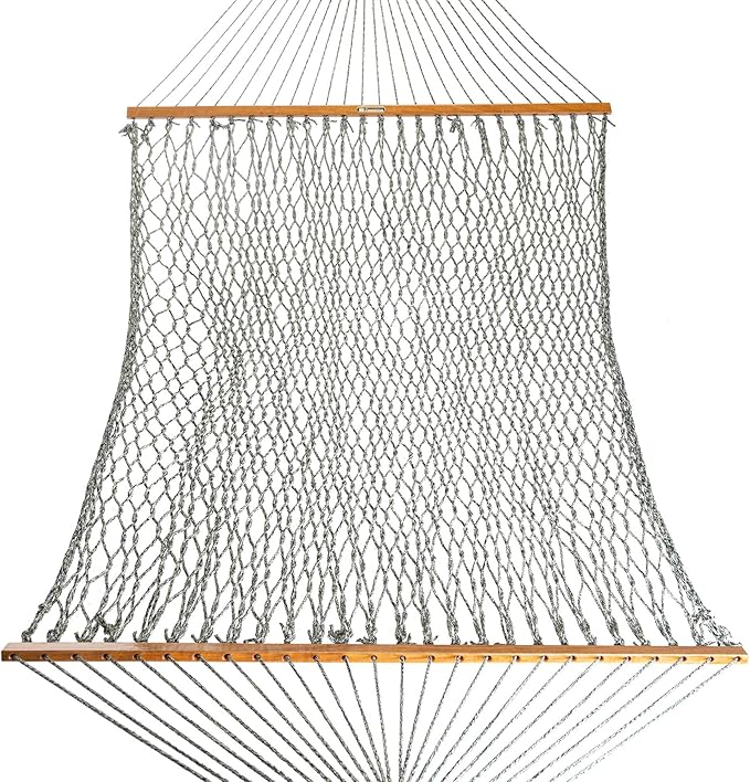 Original Pawleys Island 15DCOTG Presidential Green Oatmeal Heirloom Tweed DURACORD Rope Hammock w/Extension Chains & Tree Hooks, Handcrafted in The USA, 450 LB Weight Capacity, 13 ft. x 65 in.