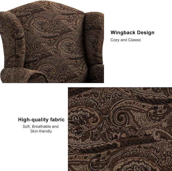 Accent Chair, High Back Upholstered Armchair with High Resilience Sponge & Wood Legs, Mid-Century Modern Comfy Single Sofa Reading Chairs for Living Room, Bedroom (Cranberry, Set of 2)