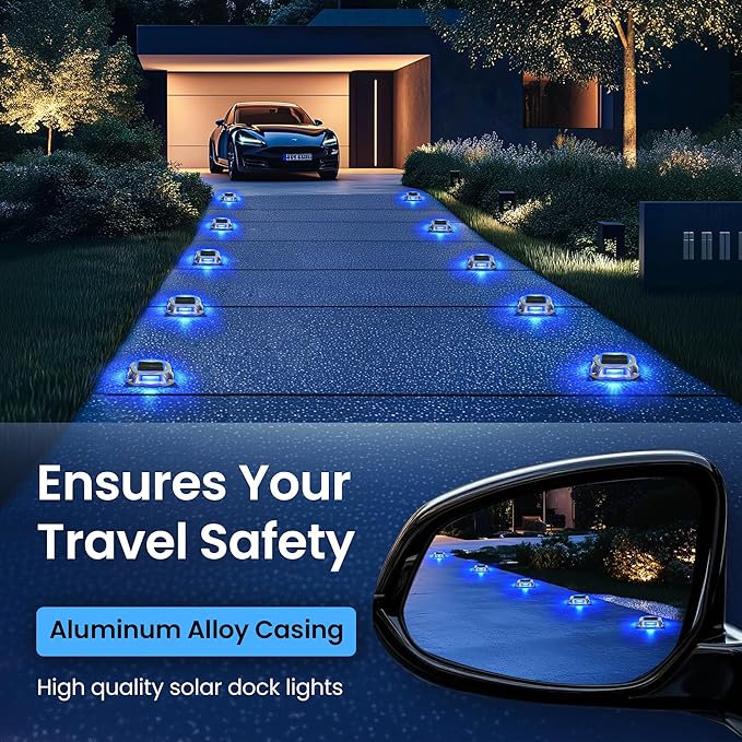 SOLPEX Solar Deck Dock Lights Outdoor 4 Pack,Color Changing Solar Powered Light, Solar Driveway Markers Driveway Lights Solar Powered, Waterproof for Step,Sidewalk,Path,Garden,Yard