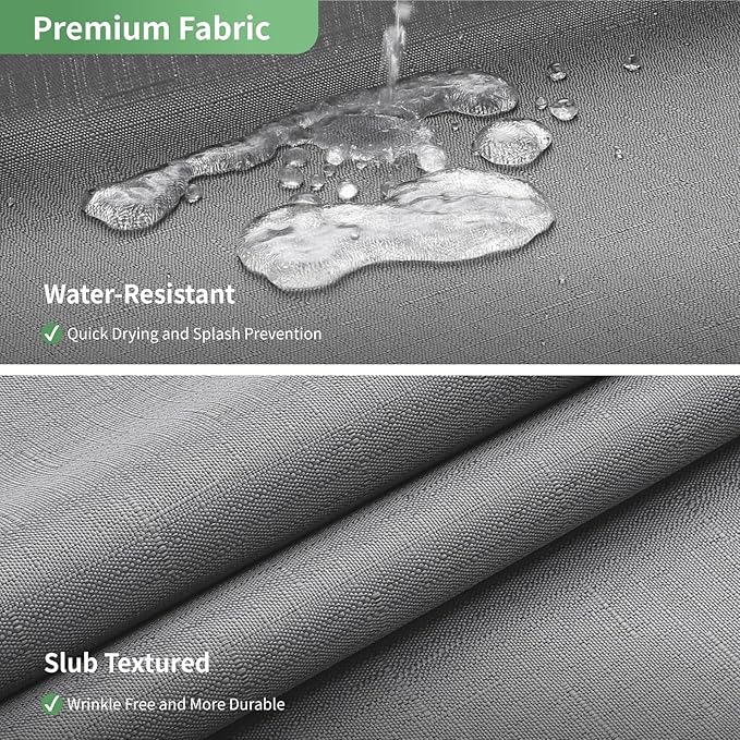 Grey Long No Hook Shower Curtain with Snap-in Fabric Liner Set,Slub Textured Fabric Shower Curtains for Bathroom,Hotel Style Modern Shower Curtain,Water Repellent & Washable,71x80(78)