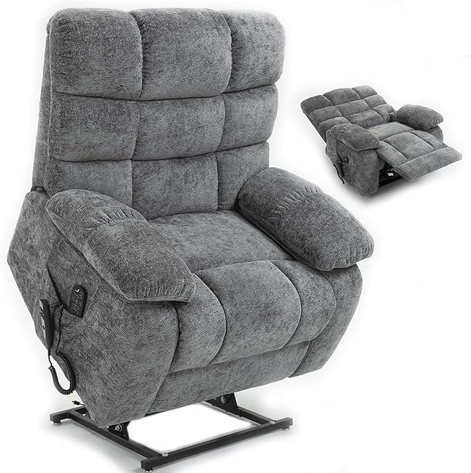 Lazy Boy Recliner Chair with Lumbar Heating ， Adjustment Power Lift Recliner Chair for Elderly/Big and Tall Recliners for People Up to 6'2"/350lb Range
