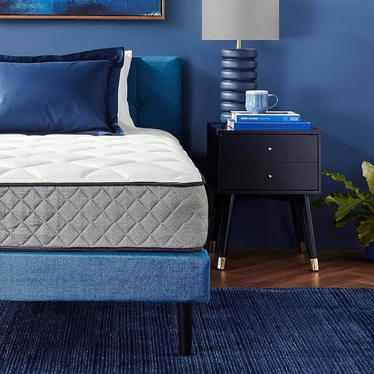 Amazon Basics Memory Foam Mattress, Twin Size Mattress, Hybrid, 10-Inch, Medium Feel, Motion Isolation Springs, White/Gray