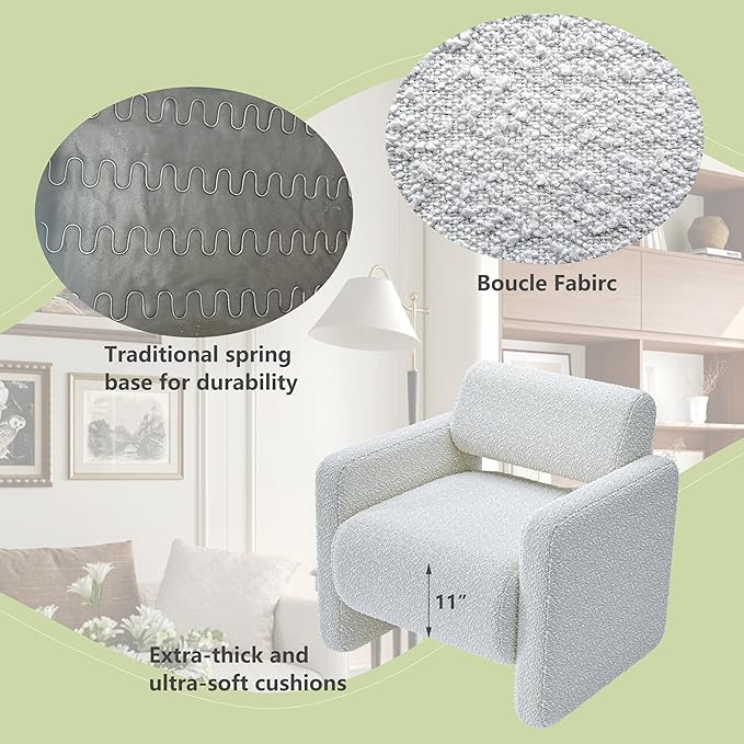 Accent Chair, Modern Armchair, Lamb Fabric Upholstered Comfortable Single Sofa with Backrest for Living Room, Bedroom, Reception Room, Waiting Room, Office (Grey)