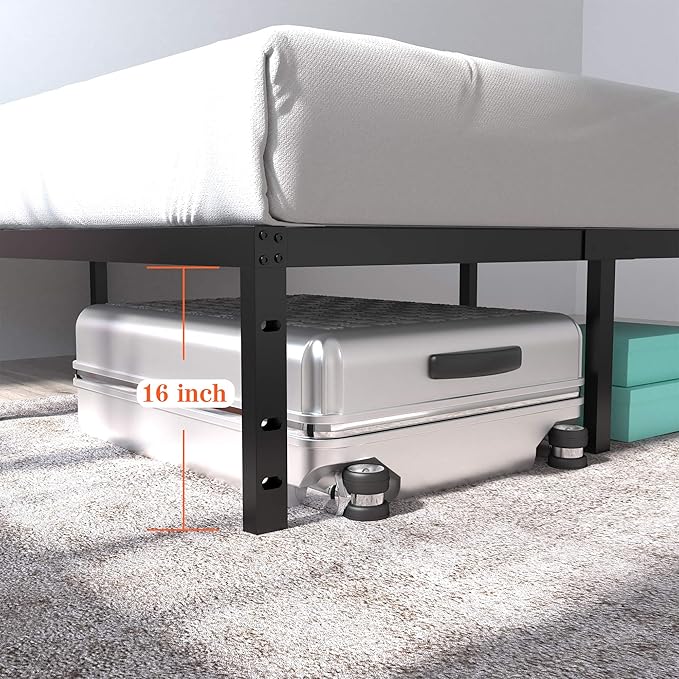 18 Inch Tall 3500lbs Heavy Duty Bed Frame Metal Platform/Maximum Storage/Mattress Foundation/Steel Slats Support/Noise Free/Box Spring Replacement,Full
