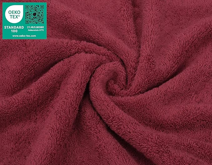 American Soft Linen Luxury Washcloths for Bathroom, 600 GSM 100% Cotton 4 Piece Turkish Wash Cloth Set, 13x13 in Soft Rags for Body and Face, Bordeaux Washcloths