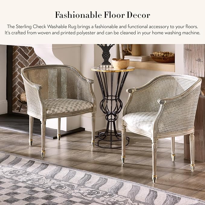 MACKENZIE-CHILDS Washable Rug, Decorative Indoor Rug, 3' x 5', Sterling Check