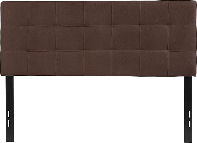 EMMA + OLIVER Quilted Tufted Full Size Headboard in Dark Brown Fabric