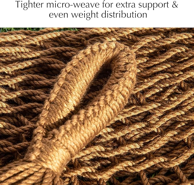 PNAEUT Mayan Hammock, Handwoven XL Thick Soft Rope Hammocks for Outdoor Indoor, Max 600 lbs Capacity, Tree Straps & Carabiners Included (Desert)