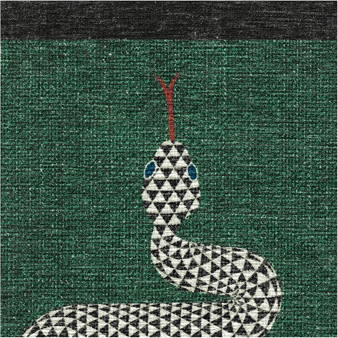 RUGGABLE x Jonathan Adler Machine Washable Modern Runner Rug – Venom Emerald 2.5x10, Stain-Resistant, Non-Slip – Washable Rug for Hallway, Entryway, Living Room & Kitchen–with Cushioned Pad