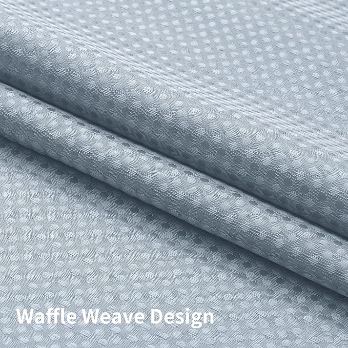 Colorful Star No Hook Shower Curtain with Snap in Fabric Liner, Waffle Weave Heavy Duty Thick Shower Curtains with Mesh Top Window, Hotel Style Waterproof Bathroom Curtain Set, 72 x 75 Inch, Fog Blue