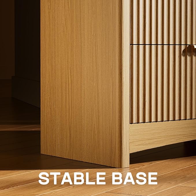 Marsail 7 Drawer Wooden Dresser with Smooth-Glide Drawers, Modern Storage Solution for Bedrooms, Living Rooms, and Hallways, Featuring Large Capacity and an Elegant Natural Wood Finish, Natural Oak