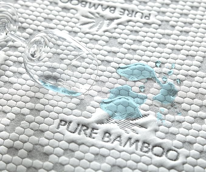 California King Mattress Protector by PURE BAMBOO, Waterproof, Charcoal Fiber- Viscose Derived from Bamboo Charcoal Fiber, Mattress Cover Protects Against Moisture, Spills, Stains (California King)