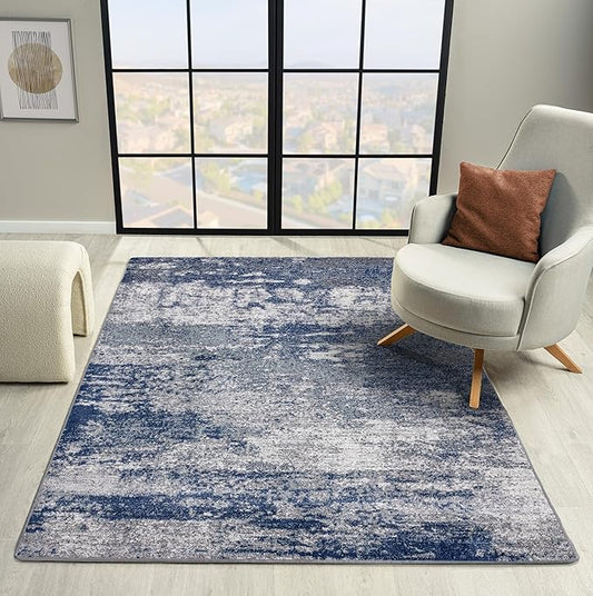 LUXE WEAVERS Hampstead Collection 941 Dark Blue 5x7 Modern Area Rug
