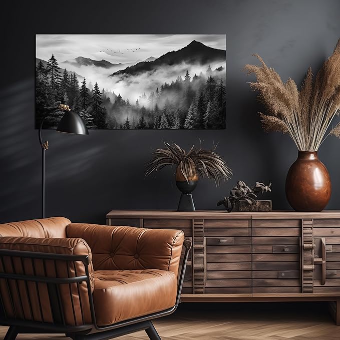 Canvas Wall Art for Living Room Bedroom Decor Wall Painting Large Artwork Modern Decorative Painting Black and White Landscape Picture Theme with Frame Ready to Hang Canvas Decor Size 20x40