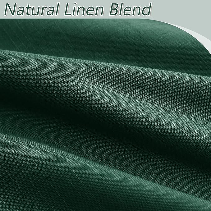 Guken Blackout Curtains 120 Inch Length 2 Panels Set for Living Room Bedroom Back Tab Thermal Insulated 100% Black Out Linen Drapes Room Darkening Window Curtains 120 Inches Long,Emerald Green