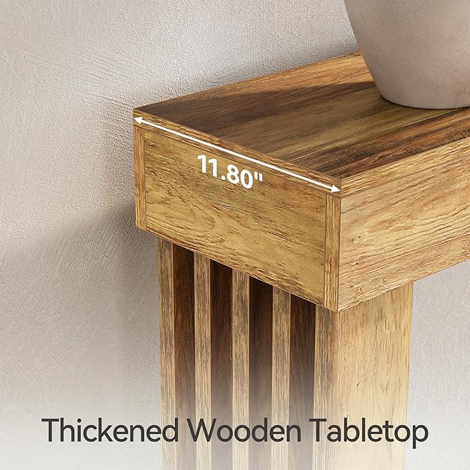 LITTLE TREE 70.9-Inch Extra Long Narrow Console Table, 2-Tier Brown Wooden Sofa Table for Living Room, Large Hallway Foyer Table with Heavy Duty U-Shaped Pedestal