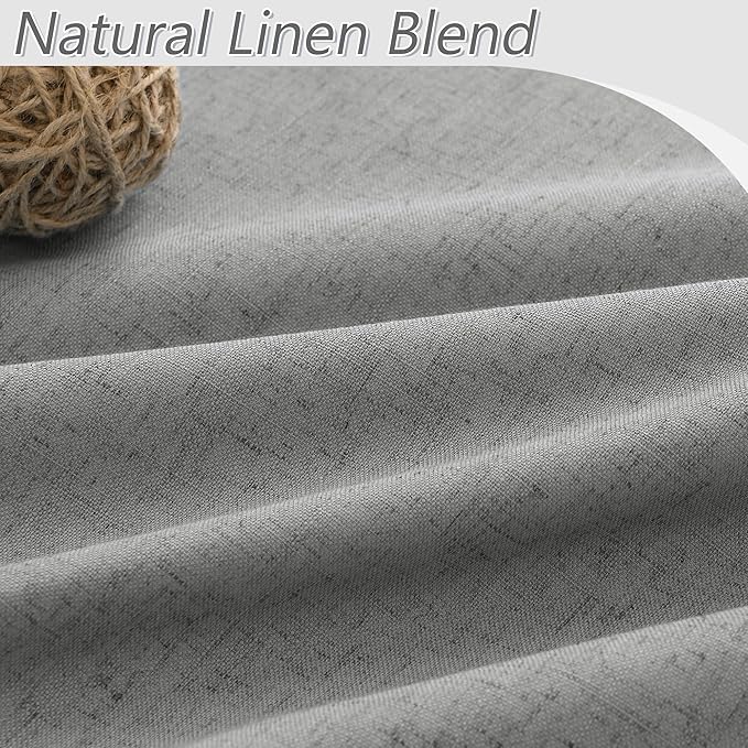 Guken 100% Blackout Linen Curtains 90 Inch Length 2 Panels Set for Living Room Bedroom Back Tab Thermal Insulated Black Out Linen Drapes Room Darkening Window Curtains,Dark Grey