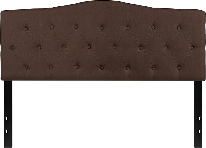 Flash Furniture Cambridge Tufted Upholstered Queen Size Headboard in Dark Brown Fabric