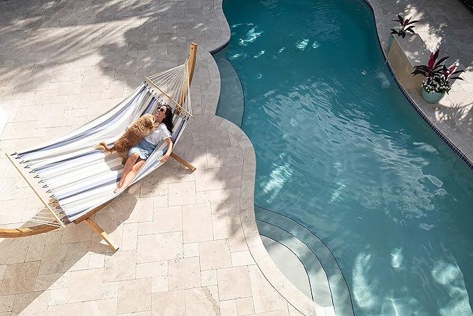 La Siesta® Alisio Hammock with Spreader Bar - Weatherproof Outdoor Hammock, Outside Fabric Tree Hammock 2 Person Hammock -Max 355lbs, Double, Sea Salt